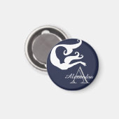 Gepersonaliseerde Zeemeervis-witte marineblauw, mo Magneet (Voorkant / Achterkant)