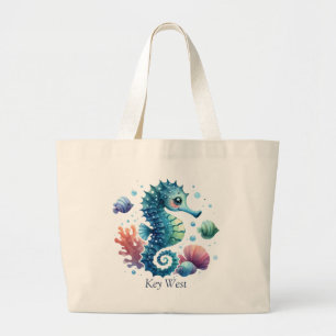 Gepersonaliseerde zeepaardje en vis Canvas tas
