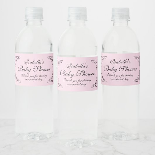 Gepersonaliseerde zeer chique roze meisje baby sho waterfles etiket (Flessen)