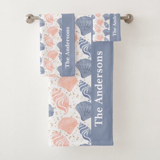 gepersonaliseerde zeeschelp bad handdoek (Insitu)