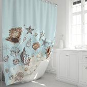 Gepersonaliseerde zeeschelpen en zandstrand douchegordijn