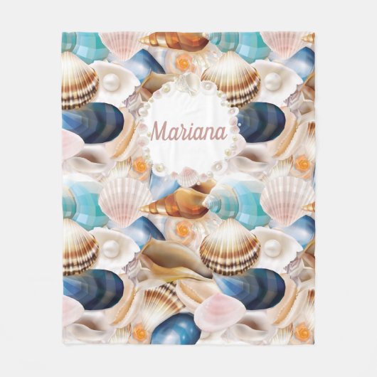 Gepersonaliseerde zeeschelpen patroon fleece deken (Voorkant)