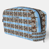 Gepersonaliseerde zeesterren op het strand toilettasje (Rechterhoek)