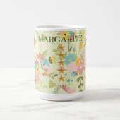 Gepersonaliseerde zeesterren roze geel groene bloe koffiemok (Center)