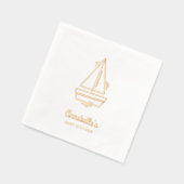 Gepersonaliseerde zeilboot Baby shower gouden serv Folie Servetten (Links)