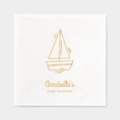 Gepersonaliseerde zeilboot Baby shower gouden serv Folie Servetten (Voorkant)