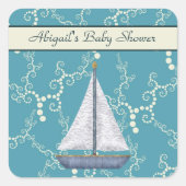 Gepersonaliseerde Zeilboot Baby shower Stickers (Voorkant)