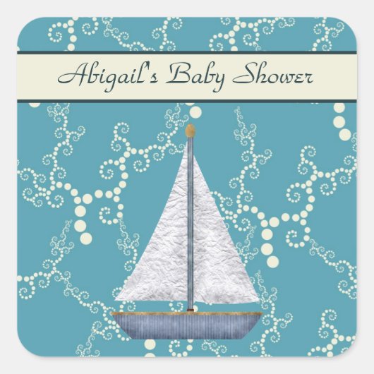 Gepersonaliseerde Zeilboot Baby shower Stickers (Voorkant)