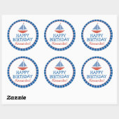 Gepersonaliseerde zeilboot Kinderen Verjaardag Sti Ronde Sticker (Vel)