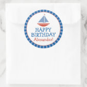 Gepersonaliseerde zeilboot Kinderen Verjaardag Sti Ronde Sticker (Tas)