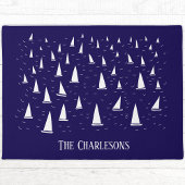 Gepersonaliseerde Zeilboot Nautische Marine Blauw Deurmat