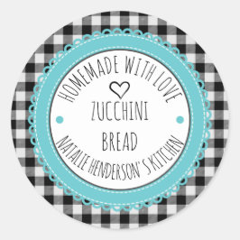 Gepersonaliseerde Zelfgemaakt met liefde Buffalo P Ronde Sticker