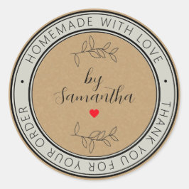 Gepersonaliseerde zelfgemaakt met liefde ronde sticker