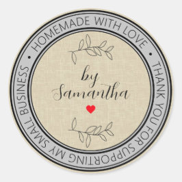 Gepersonaliseerde zelfgemaakt met liefde ronde sticker