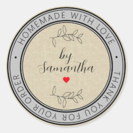 Gepersonaliseerde zelfgemaakt met liefde ronde sticker