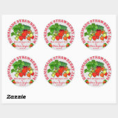 Gepersonaliseerde zelfgemaakte aardbeienjam aangep ronde sticker (Vel)