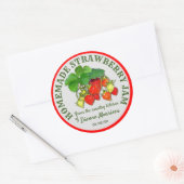Gepersonaliseerde zelfgemaakte aardbeienjam aangep ronde sticker (Envelop)
