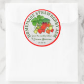 Gepersonaliseerde zelfgemaakte aardbeienjam aangep ronde sticker (Tas)