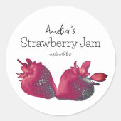 Gepersonaliseerde zelfgemaakte aardbeienjam ronde sticker (Voorkant)