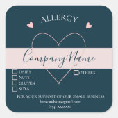 Gepersonaliseerde zelfgemaakte allergie-etiket vierkante sticker (Voorkant)