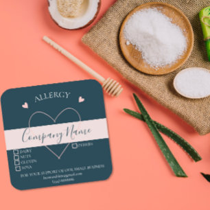 Gepersonaliseerde zelfgemaakte allergie-etiket vierkante sticker