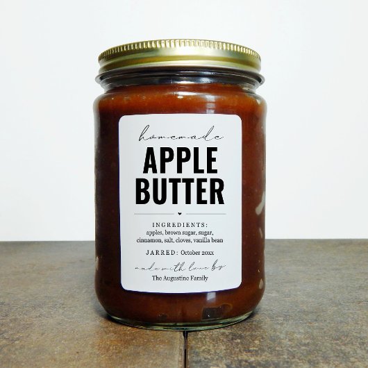 Gepersonaliseerde zelfgemaakte Apple Butter Label Wijn Etiket