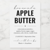 Gepersonaliseerde zelfgemaakte Apple Butter Label Wijn Etiket (Enkel label)