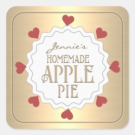 Gepersonaliseerde zelfgemaakte Apple Pie Label met (Voorkant)