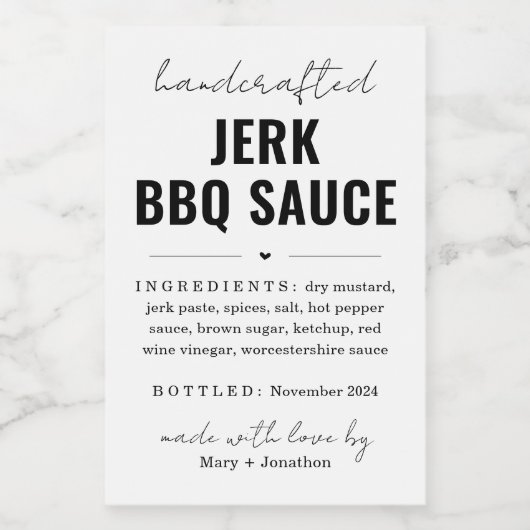 Gepersonaliseerde zelfgemaakte BBQ saus flesetiket Wijn Etiket (Enkel label)