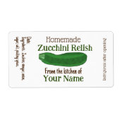 Gepersonaliseerde zelfgemaakte courgette Relish of Etiket (Voorkant)
