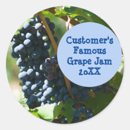 Gepersonaliseerde zelfgemaakte druivenjam / gelei ronde sticker