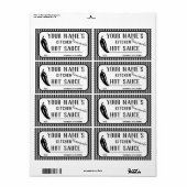 Gepersonaliseerde Zelfgemaakte Hot Sauce Labels Zw (Full Sheet)