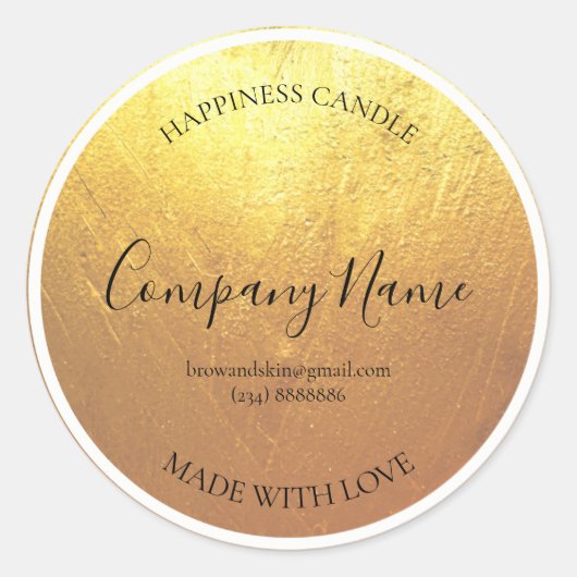 Gepersonaliseerde zelfgemaakte kaars GOLD Label (Voorkant)