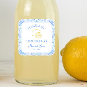 Gepersonaliseerde zelfgemaakte Limoncello fles bru Vierkante Sticker
