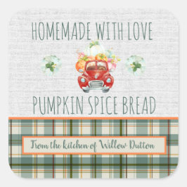 Gepersonaliseerde Zelfgemaakte met liefde Pompoen  Vierkante Sticker