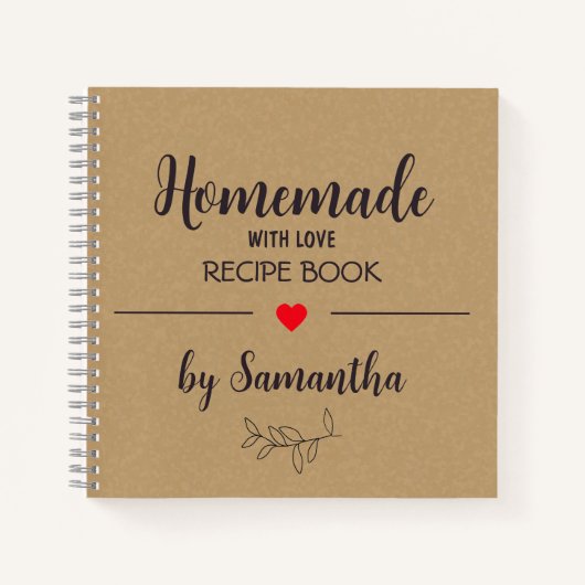 Gepersonaliseerde zelfgemaakte met liefde Recept N Notitieboek (Voorkant)