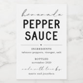 Gepersonaliseerde zelfgemaakte peper saus label wijn etiket (Enkel label)