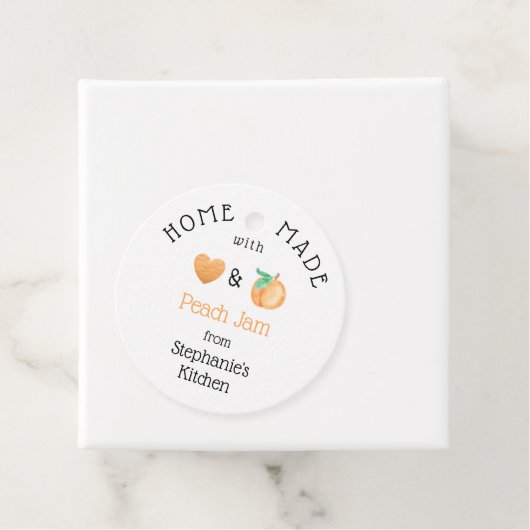 Gepersonaliseerde zelfgemaakte perzik jam rustieke bedankjes labels (In situ)