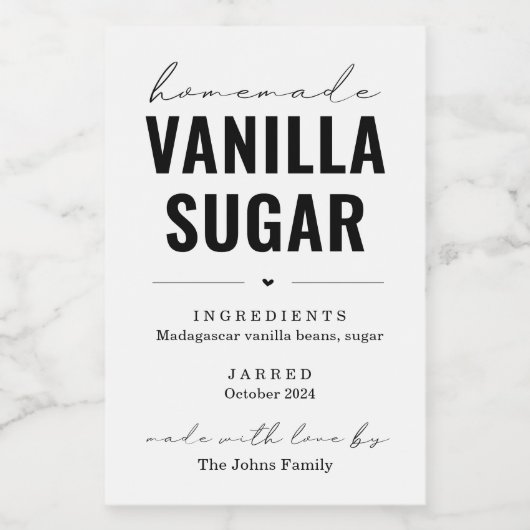 Gepersonaliseerde zelfgemaakte vanille suiker labe wijn etiket (Enkel label)