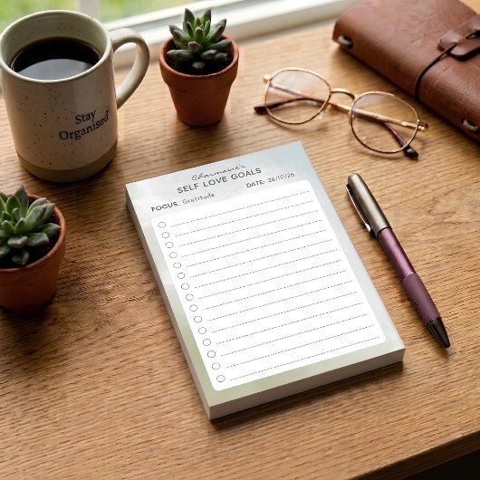 Gepersonaliseerde zelfliefde doelen checklist post-it® notes