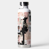 Gepersonaliseerde zes foto Boho bloemontwerp Waterfles (Rechts)