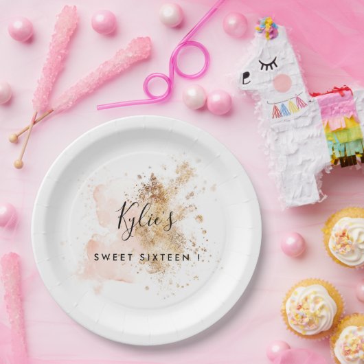 Gepersonaliseerde zestien zestiende verjaardag papieren bordje (Feest)