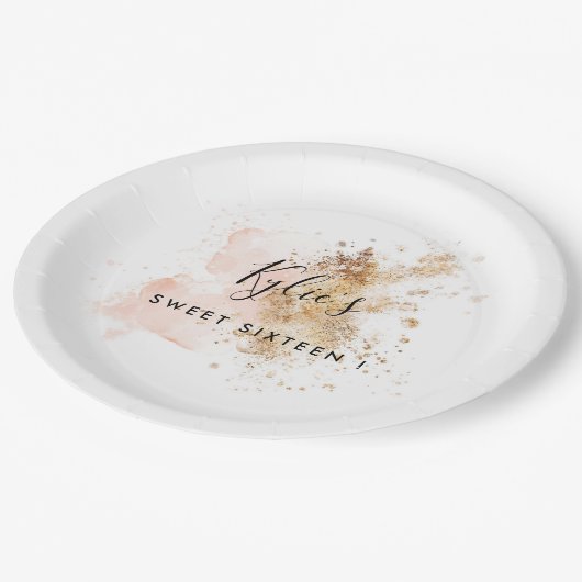 Gepersonaliseerde zestien zestiende verjaardag papieren bordje (Gekanteld)