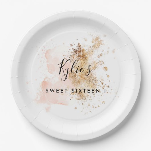 Gepersonaliseerde zestien zestiende verjaardag papieren bordje (Voorkant)