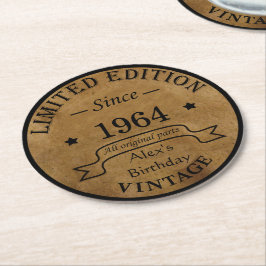 Gepersonaliseerde zestig  60ste verjaardagscadeaus ronde kartonnen onderzetter