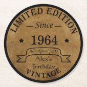 Gepersonaliseerde zestig  60ste verjaardagscadeaus ronde kartonnen onderzetter (Voorkant)