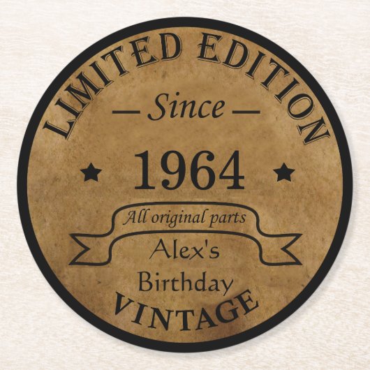 Gepersonaliseerde zestig  60ste verjaardagscadeaus ronde kartonnen onderzetter (Voorkant)