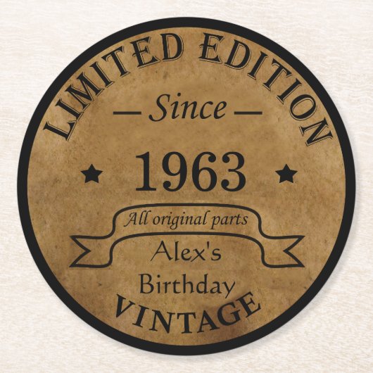 Gepersonaliseerde zestig  60ste verjaardagscadeaus ronde kartonnen onderzetter (Voorkant)