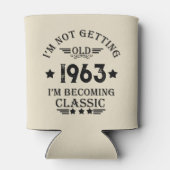 Gepersonaliseerde zestig vintage 60ste verjaardags blikjeskoeler (Achterkant)