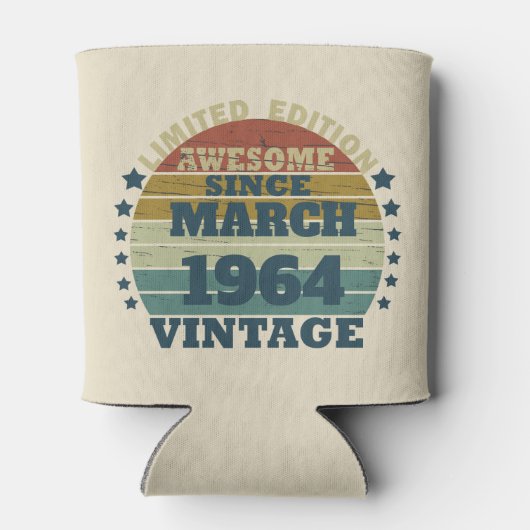 Gepersonaliseerde zestig vintage 60ste verjaardags blikjeskoeler (Achterkant)